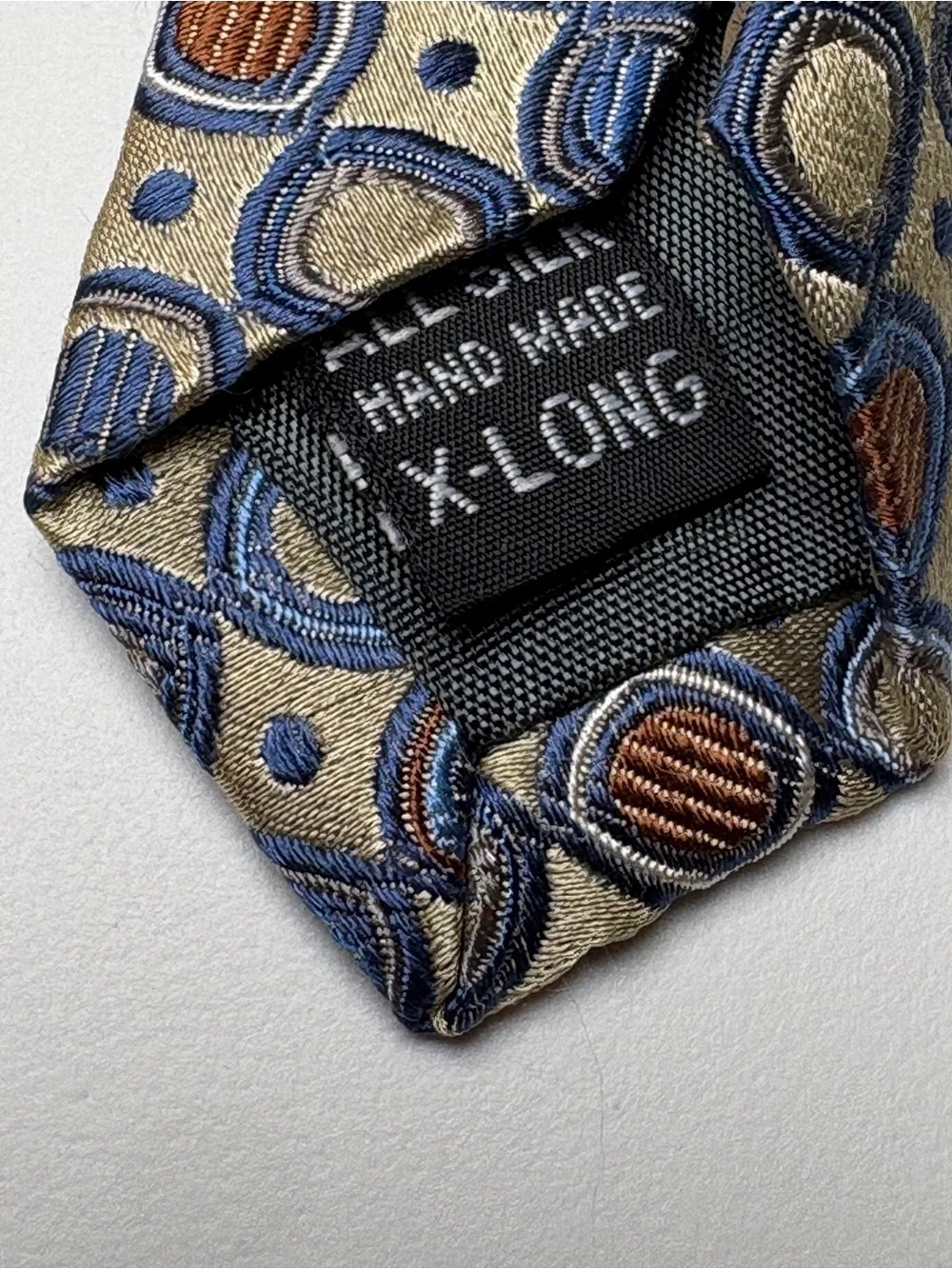 Contissima Michael's Kansas City Gold Blue Silk Geometric Tie X-Long